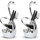 Elegant Swan Holder for Spoons and Forks, 2PCS Swan Coffee Spoon Holder Set Decorative Mini Spoon Base Holder for Party, Wedding and Entertaining Table Decor