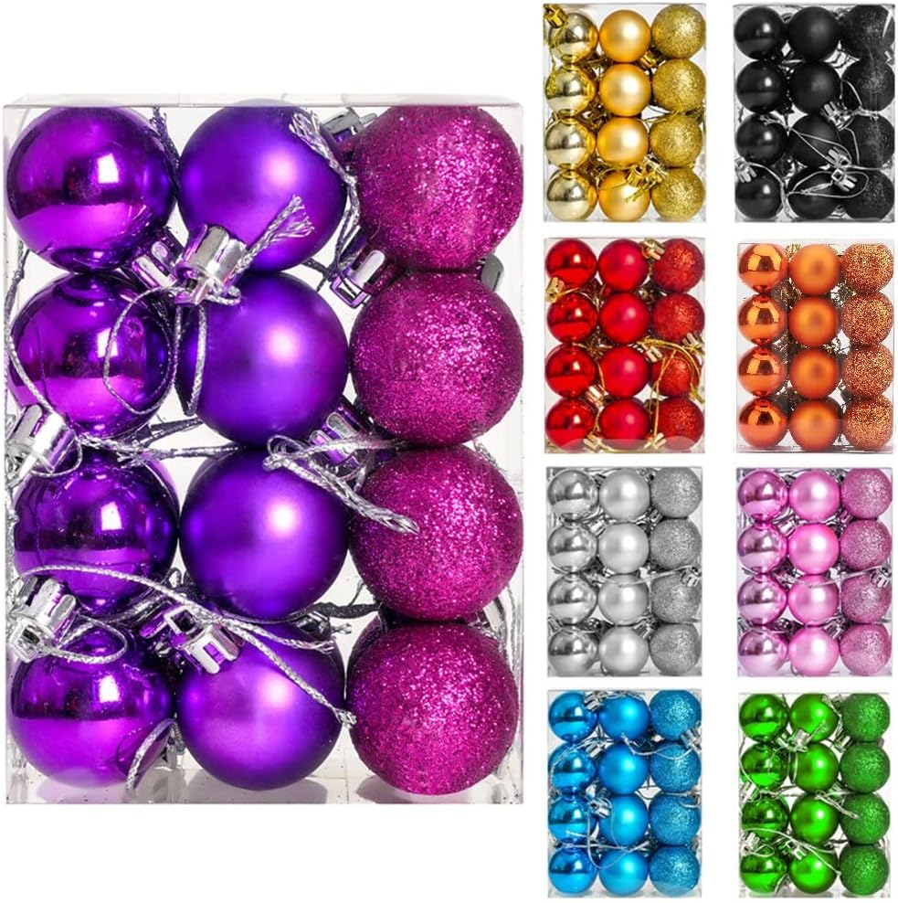 Ornaments - ZYBenda 24Pcs Shatterproof Shiny and Polshed Glossy Christmas Tree Ball Ornaments Decorations - Christmas Hanging Balls for Holiday Wedding Party Decoration (1.2