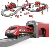 XIAPIA Railway Learning Train Set 66 Pcs Red Fire Engine Kids 3+ Educational