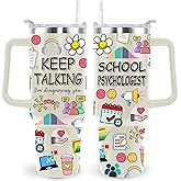 sxmluedn School Psychologist Gifts Teacher Gifts School Psychologist Insulated Tumbler Cup Teachers Appreciation Gift For Women Men 40 Oz Teacher Travel Mug With Straw And Handle
