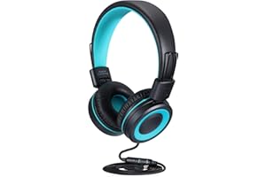 POWMEE M3 Kids Headphones with Microphone Lightweight Foldable Adjustable Stereo Bass On-Ear Headphones with 1.3 M Tangle-Free Cord for smartphons Tablets MP3/4 with 3.5mm Jack Device(Black)