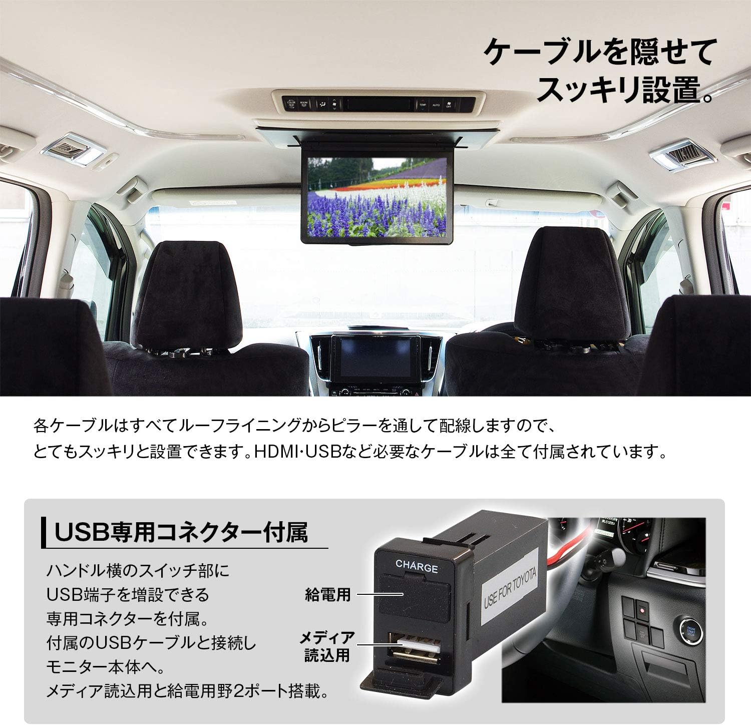 Amazon Maxwin マックスウィン フリップダウンモニター 13 3インチ アルファード ヴェルファイア 30系専用 Agh30w 35w Ggh30w 35w Ayh30w フルhd 高画質液晶 1080p Hdmi Rca Usb 超薄型設計 Fl1332 フリップダウンモニター 車 バイク