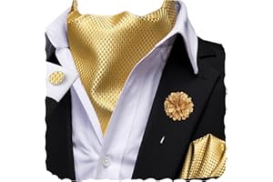 Hi-Tie Ascot Ties for Men Silk Cravat Handkerchief Cufflinks Lapel Pin Scarf Tie Sets Wedding Party Formal