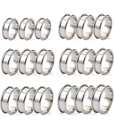 18 Bagues Vierges En Acier Inoxydable Noir - 6 Tailles (7 à 12) - Largeur 4mm, Pour DIY Bijoux - 6