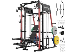 Mikolo M4 2.0 Smith Machine, All-in-One Home Gym Power Cage with LAT Pulldown & Cable Crossover, Squat Rack for Full Body Workouts