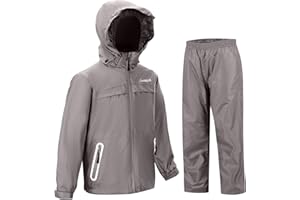 SWISSWELL Kids Rain Gear Boys Waterproof Breathable Rain Suit Girls Raincoat with Hood