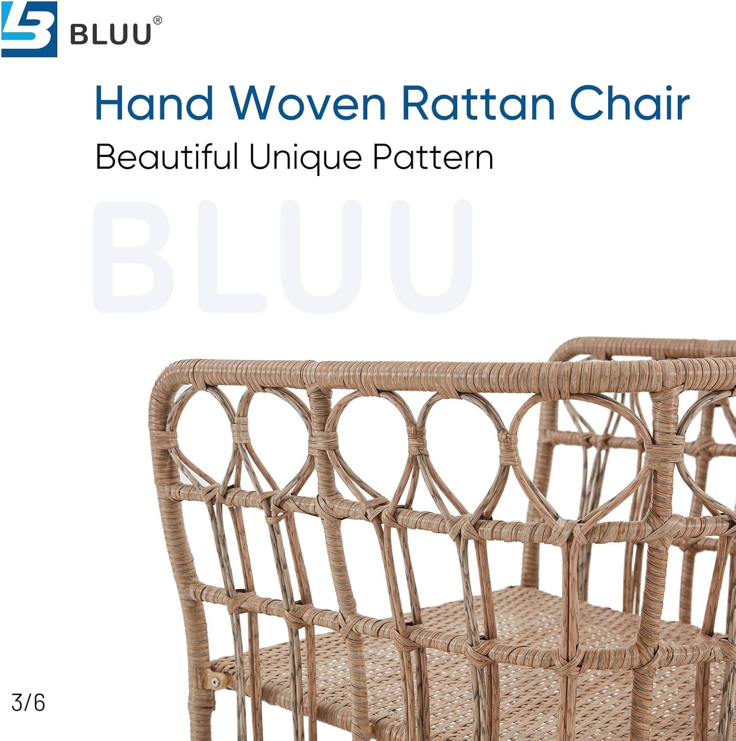 BLUU Rattan Chair in Aluminum Classic Patio Furniture Wicker Conversation Bistro Set/Water Rust & Aging Resistant (Chair) : Garden & Outdoor