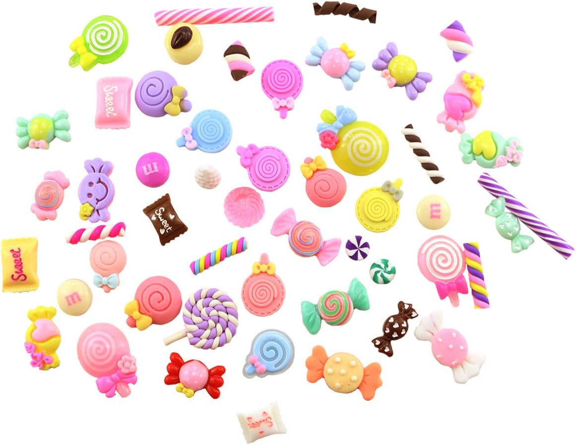 Newbested Slime Charms Mixed Candy Sweets Slime Beads Making Supplies for Scrapbooking DIY Crafts.(50PCS, Multicolor )