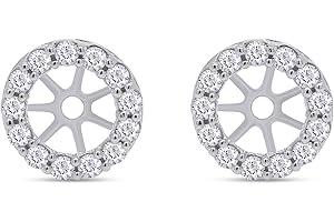 SAVEARTH DIAMONDS Halo Women's Earring Jackets for Round Shape Studs with Lab Created Moissanite or Lab Grown Diamond ear jackets 14k Gold Over 925 Sterling Silver Jewelry Gift for Her