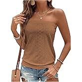 SOLY HUX Women's Strapless Bandeau Tank Top Casual Summer Sleeveless Eyelet Tube Tops