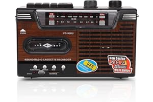Portable Tape Cassette Player Recorder, Retro AM FM Radio Stereo Speakers with Antenna, Headphone USB SD Card Jack, Excellent