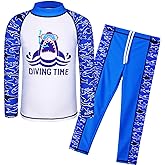 TFJH E 2PCS Kids Boys Long Sleeve Swimsuit UPF 50+ UV Sun Protective Swimwear