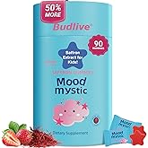 BudLive Saffron Supplements Gummies for Kids - Kids Munchies Saffron Extract with GABA, Calms Temper Tantrums, Supports Mood Balance Snacks, Sugar Free Gummies Strawberry, 90 Counts