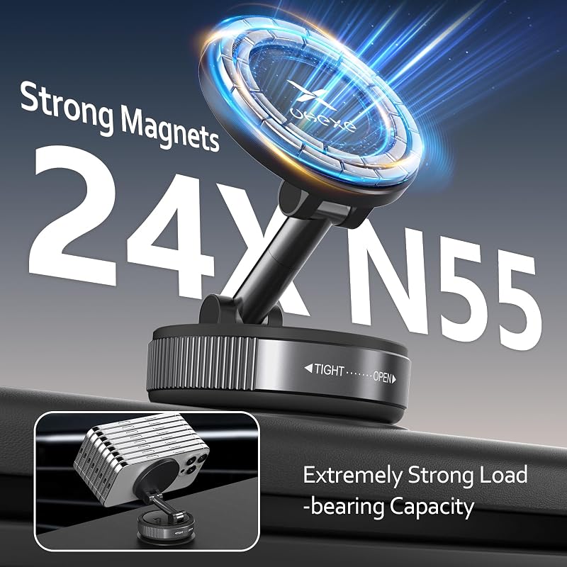 Magnetische Handyhalterung fürs Auto Vakuum-Magnet-Autohandyhalterung für Magsafe, 360° verstellbar mit Ultra-Saugnapf Haftkraft - Für iPhone 17 Pro Max 16 15 14 13 12 Air Plus (Schwarz) — Foto 7 von 8