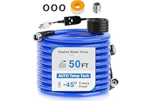 GEARBONE Heated Water Hose for RV 50FT x 5/8", -45°F Anti-Freeze Drinking Water Hose with Auto Thermostat, 25mm Thick Upgrade, Durable & Flexible, Anti-Burst Design, US Standard Leak-Free Fittings