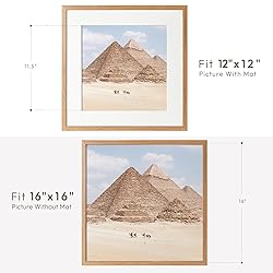 wallwisy 16x16 Picture Frame, Solid Oak 16 x 16