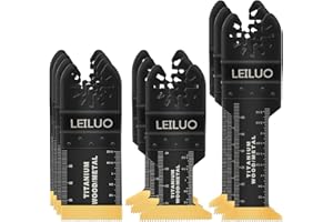 LEILUO 10 Pcs Titanium Multitool Blade Kit for Wood Nails Drywall Cutting Universal Oscillating Tool Blades with Storage Bag 