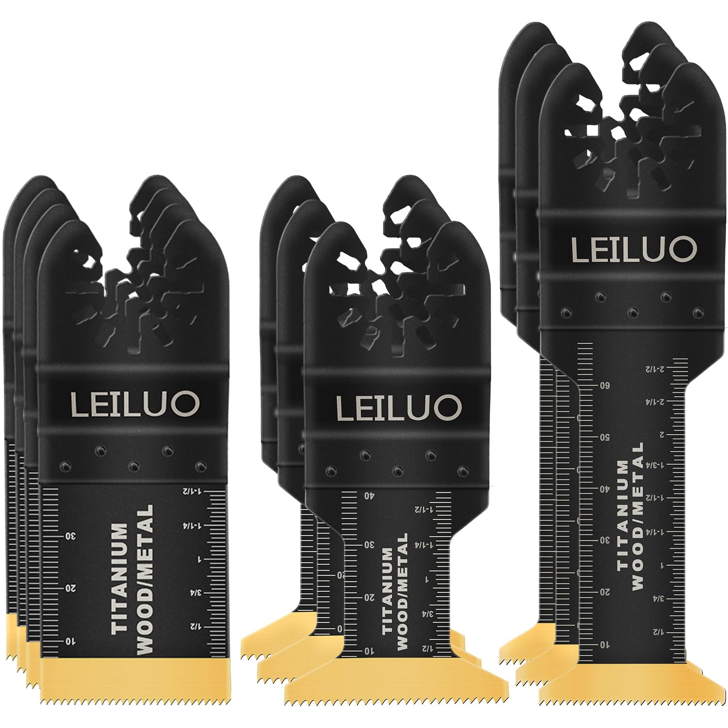 LEILUO 10 Pcs Titanium Multitool Accessories Kit for Wood Nails Drywall Cutting Universal Oscillating Saw Attachments with Storage Bag Compatible with DeWalt Dremel Makita and More