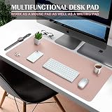 K KNODEL Small Office Leather Desk Mat 60x35cm Pink Waterproof Dual Sided view 2