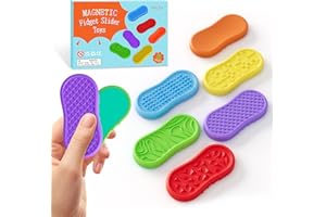 6 Pack Silicone Magnetic Fidget Slider, Premium Sensory Stress Reliever Fidget Toys for Adults & Kids, Ideal Focus Aid for AD