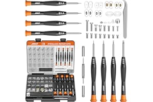 JOREST Eyeglass Repairing Kit, Eyeglass Repair Tool Kit Including Small Screws, Nose Pads, Tweezer, Cleaning Cloth and Precis