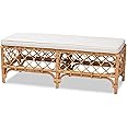 Baxton Studio Orchard Benches & Banquettes, White/Natural Brown, 48 x 18.13 x 18.25