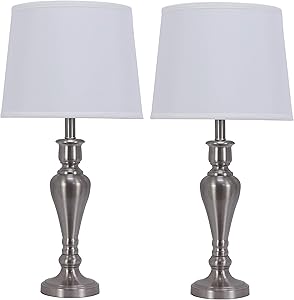 Decor Therapy MP1052 Table Lamps, 13x13x26, Brushed Steel
