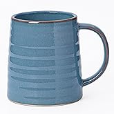 Mkour 23oz Extra Large Ceramic Coffee Mugs, Handmade Cup, Big Tea Cups with Large Handle for Office and Home, Microwave and Dishwasher Safe (Blue)