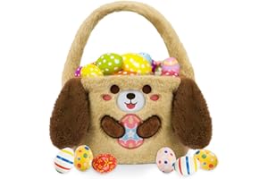 GEWUJATOP Easter Baskets for Kids,Plush Baskets with Handles,Easter Gifts for Baby Boys Girls,Cute Storage Container Organization Tote Bag Bucket,Easter Egg Hunts Bag for Kids