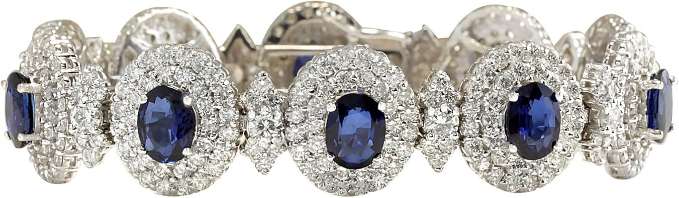 27.75 Carat Natural Blue Sapphire and Diamond (F-G Color, 702898W-18K