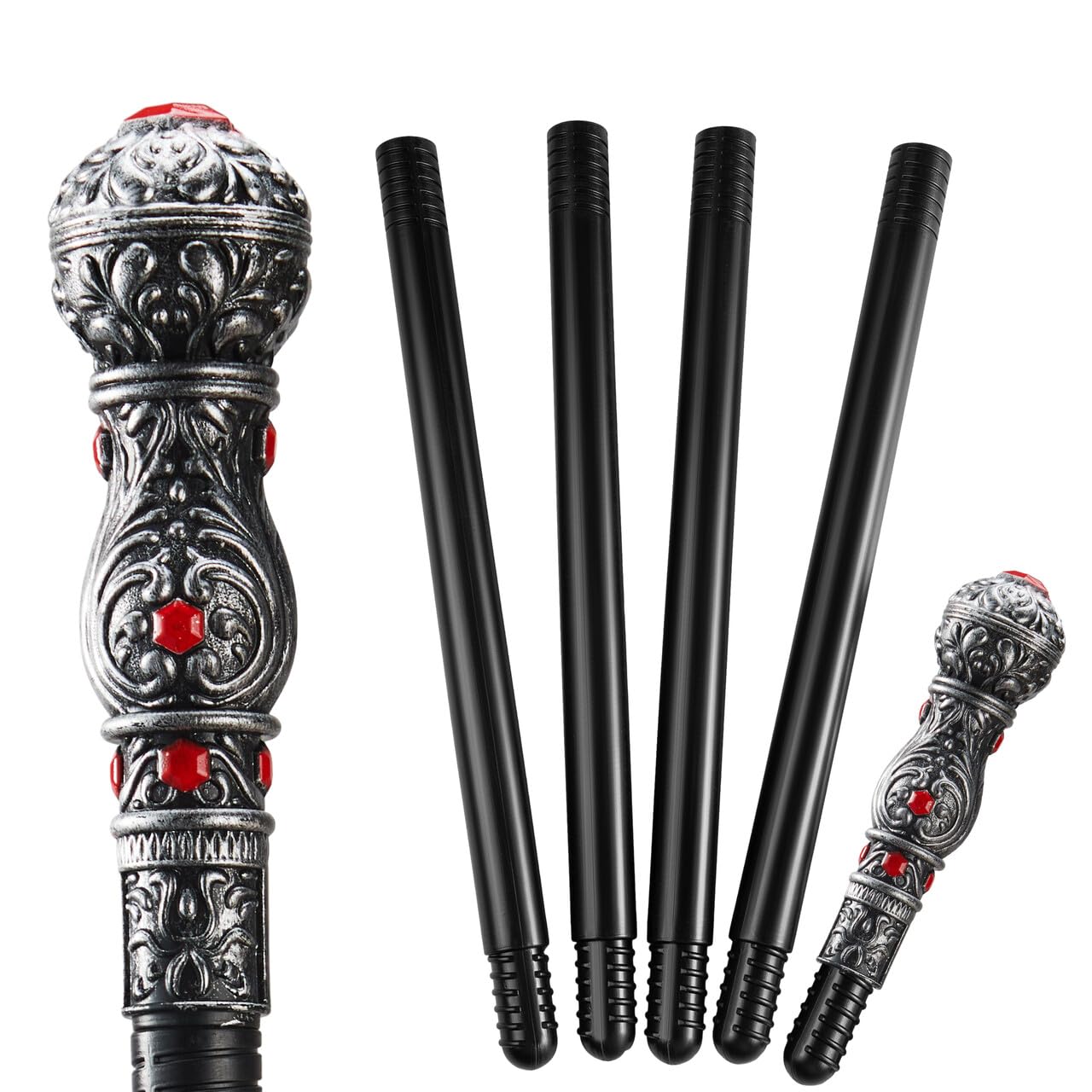 Spooktacular Creations Halloween Costume Walking Cane, Silver Elegant Vintage Staff Prop Stick for Halloween Pretend and Play Cane Costume Accessories, Vampire Dress Up Parties for Adults and Kids