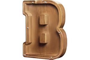 AORCMITN Large Wooden Letter Coin Personalized Piggy Bank for Boys Girls Kids Toddler Adults Money Bank Best Gift for Friends (9.2 Inch-B)