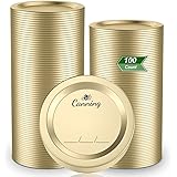100pcs Regular Mouth Canning Lids,70mm Mason Jar Lids for Canning, Reusable Leak Proof Split-type Gold Lids, Food Grade Mater
