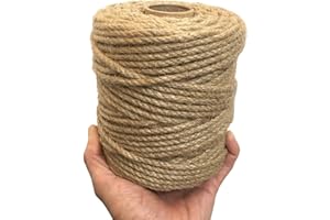 ILIKEEC 5mm Jute Twine, 328 Feet Braided Jute Rope, Heavy Duty and Thick Twine Rope for DIY Artwork, Bundling, Home Decor, Gardening Applications