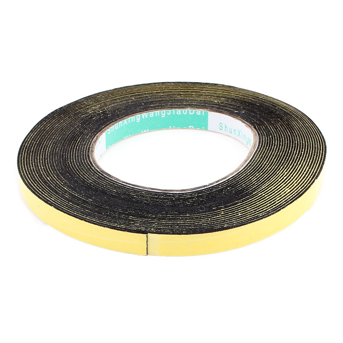 Sourcingmap Sealing Foam Tape 10mm Wide 1mm Thick 10m/32.8ft Long, Self Adhesive Weather Strip for Window Door Insulation, Yellow Black
