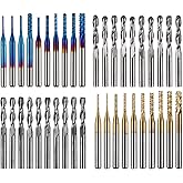 40pcs End Mills CNC Router Bits, 1/8" Shank, 6.35mm Cutting Diameter, 2-Flute Ball Nose End Mill, Titanium Coat, MC40A