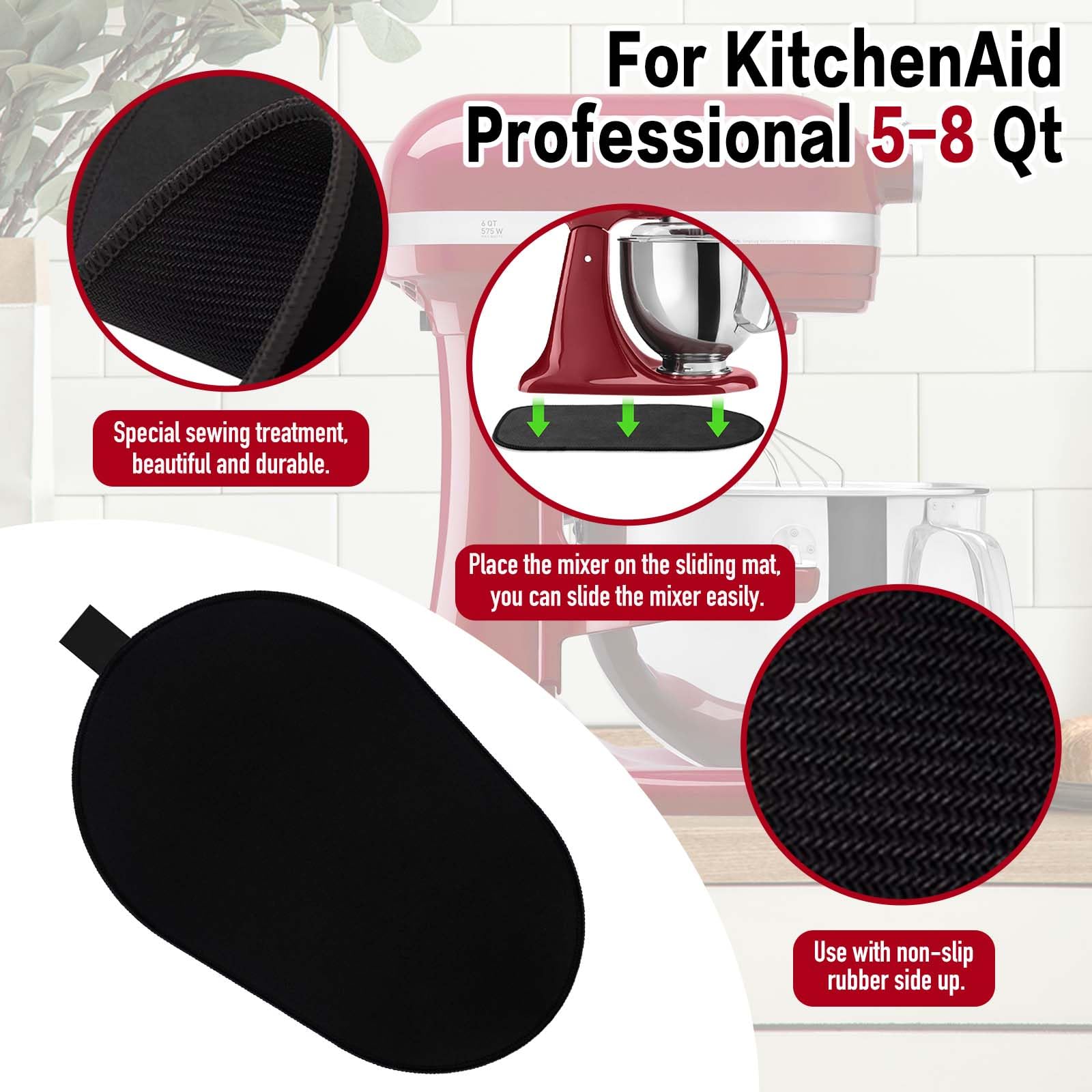 Mixer Sliding Mat for Kitchenaid 6/7/8 Quart Stand Mixer, Slider Mat Compatible with 5-8 Qt Kitchenaid Mixer Accessories