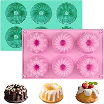 Amazon.com: HUAKENER 2 Pcs Mini Bundt Cake Pan, 6-Cavity Fluted ...