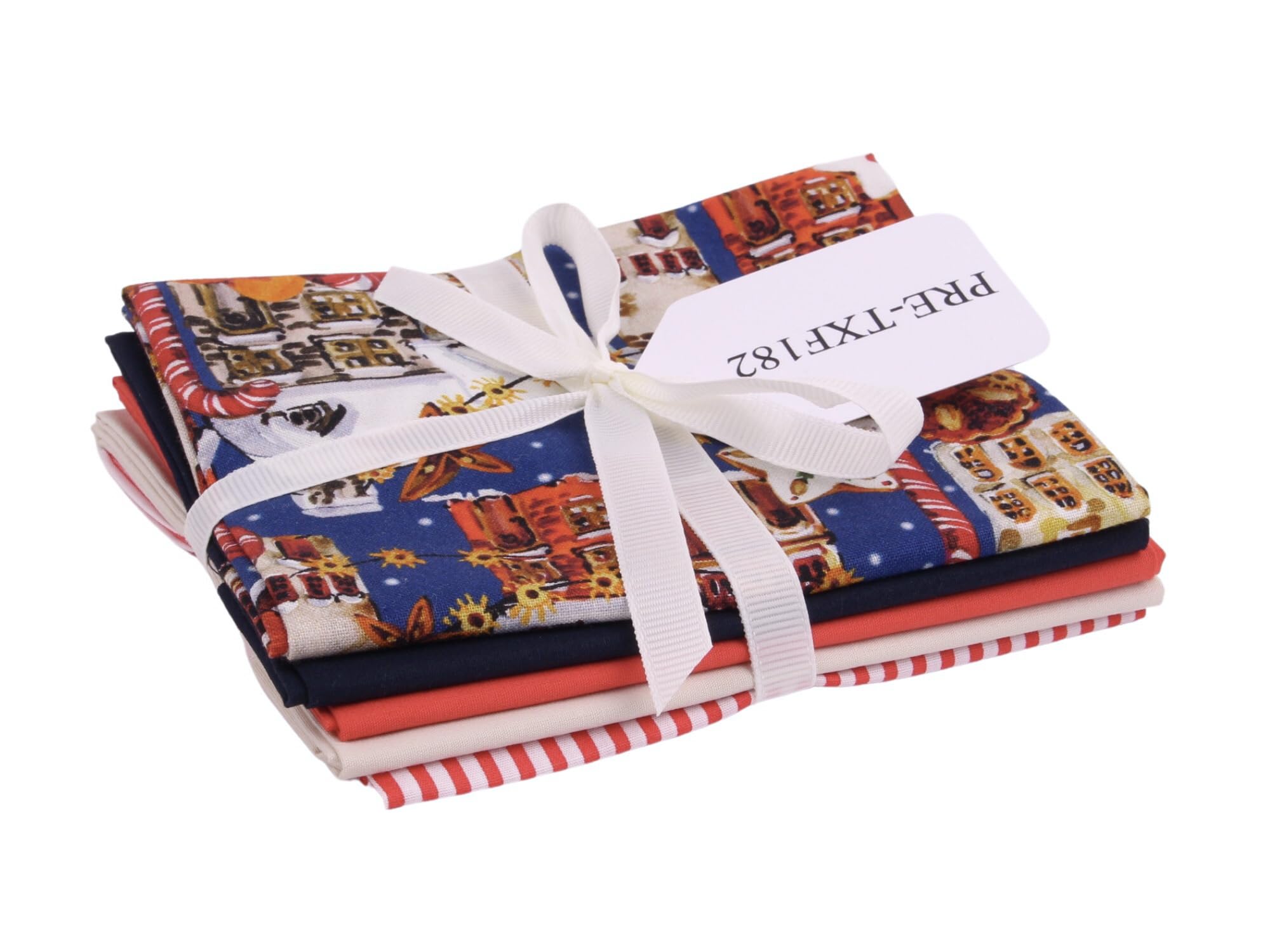 Christmas Houses Christmas Fat Quarter 5 Piece Cotton Crafting Patchwork Quilting Sewing Bundle 54cm x 54cm