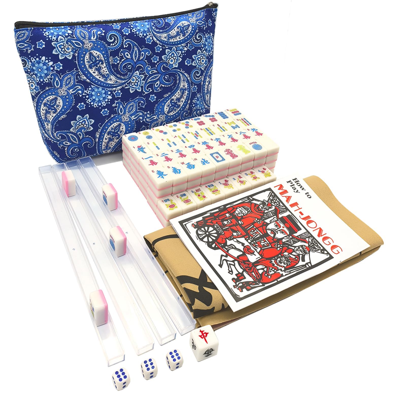 Photo 1 of XuMoZC American Mini Mahjong Set 166 Mahjong Tiles 1.2-inch American Mahjong Game Pink Set Thickened Mah-Jongg Tiles Bag Mahjong Tile Set