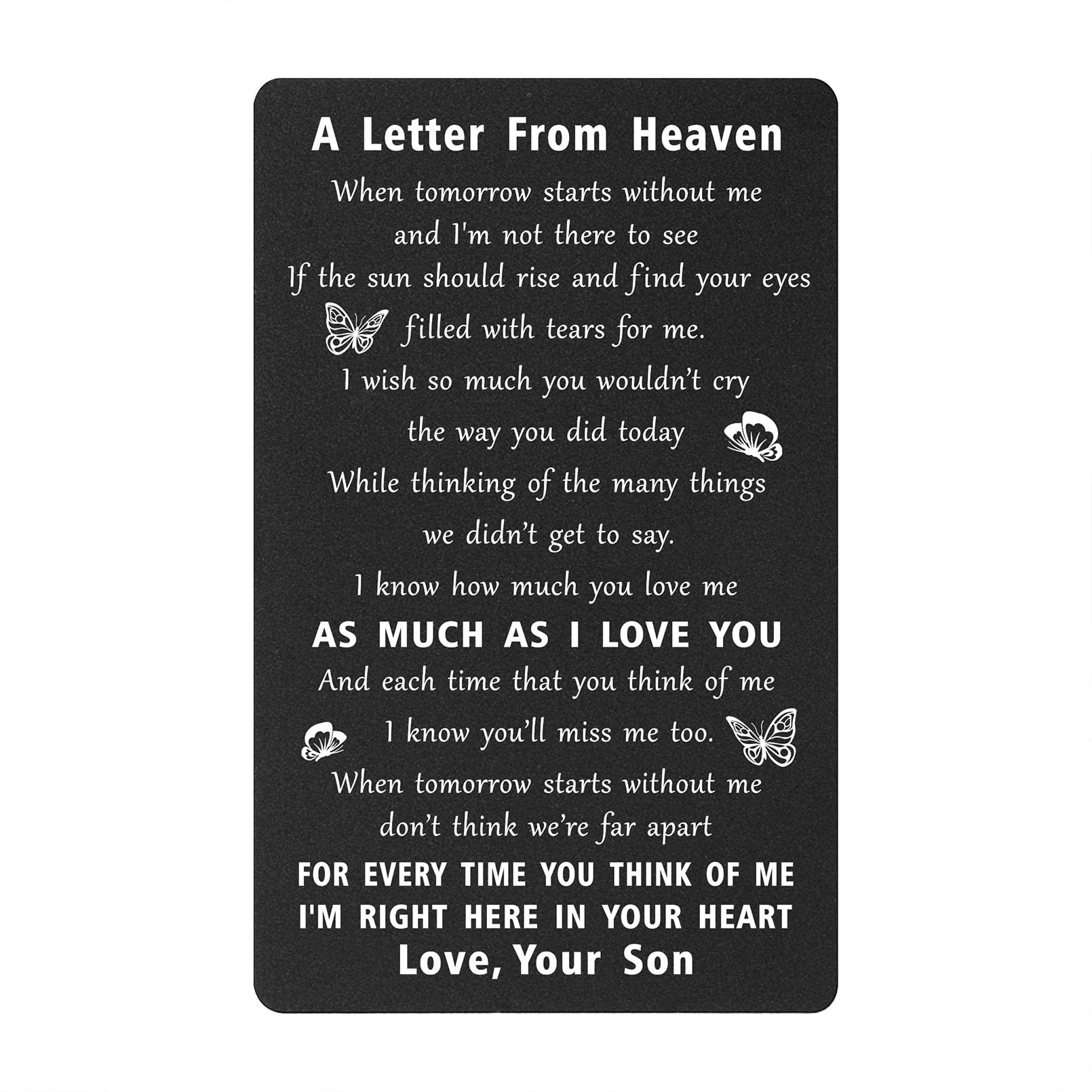 ENGZHI Loss of Your Son Sympathy Card - Son In Heaven Gifts - Remembrance Gifts for Loss of Sons Memorial Wallet Card, Metal Engraved