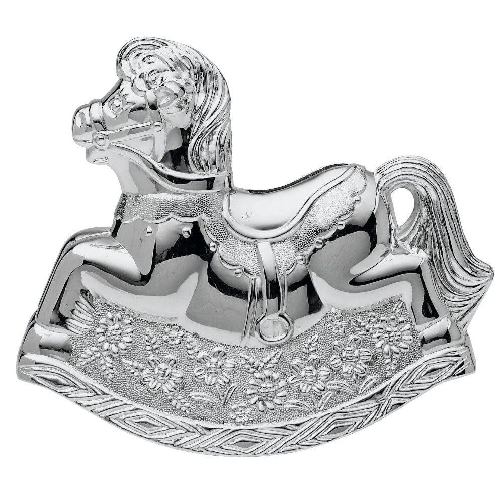 Christening Gifts. Girls Silver Rocking Horse Money Box