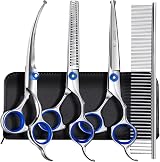 Gimars Heavy Duty Stainless Steel Titanium Pet Grooming Scissors Set