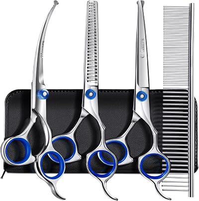Gimars Heavy Duty Stainless Steel Titanium Pet Grooming Scissors Set