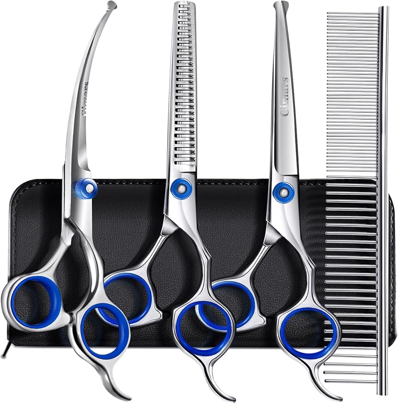Gimars Heavy Duty Stainless Steel Titanium Pet Grooming Scissors Set