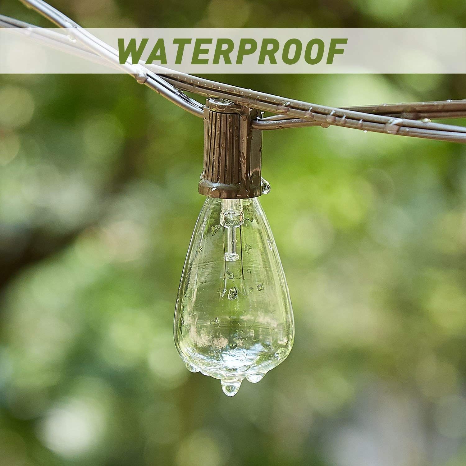 SkrLights Outdoor Patio String Lights, 10Ft Edison Bulb String Lights for Patio Garden Porch Backyard Party Deck Yard(Plus 1 Extra Bulbs)-Brown - - 