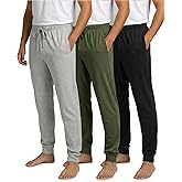 Real Essentials 3 Pack: Men's Ultra Soft Cotton Pajama Pants - Sleep Lounge PJ Joggers with Pockets (Available in Big & Tall)