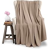 Full/Queen Size Microfleece Blanket | Fleece Bed Blanket | All-Season Comfort | Supersoft Lightweight | Plush Throw Blanket for Bed Couch or Sofa | Pet-Friendly | Nutmeg