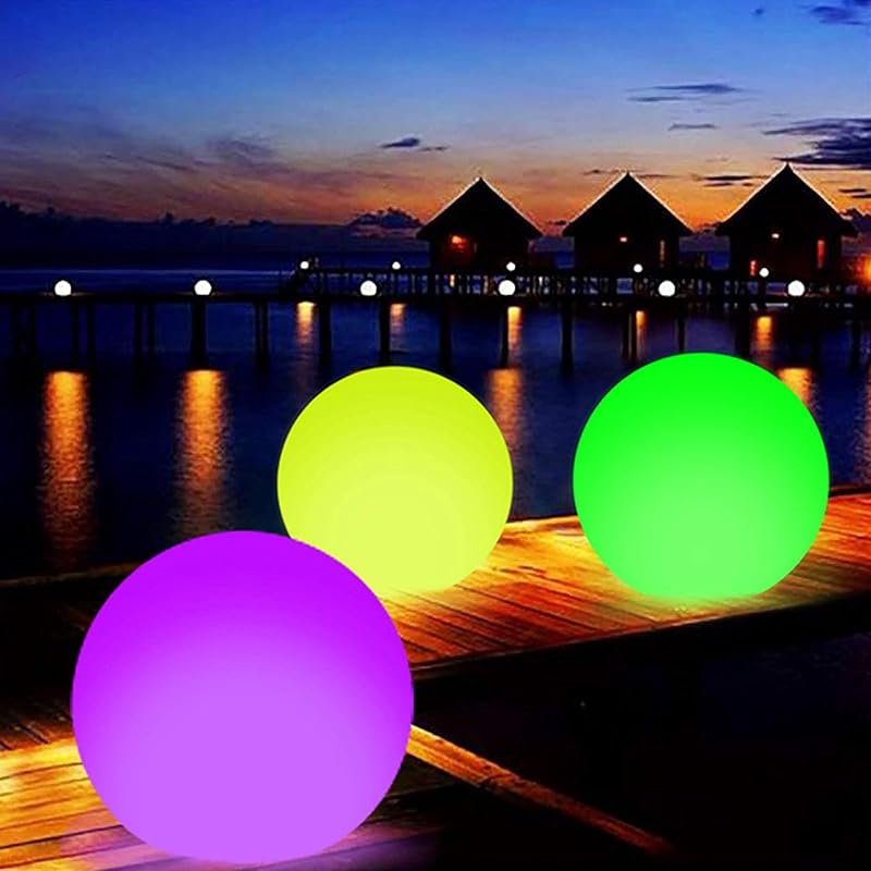 Luces Flotantes,2 Piezas Pelota Gigante Hinchable LED,Luz de Piscina LED,Pelotas de Playa Hinchable,para Fiestas en la Piscina y Playa,Juegos de Agua