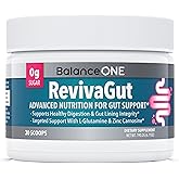 Balance ONE L-Glutamine Powder & Zinc Carnosine Supplement – Leaky Gut Repair Formula with Slippery Elm, DGL Licorice, Marshmallow & Aloe Vera – Digestive Lining Support – 1 Month Supply – RevivaGut